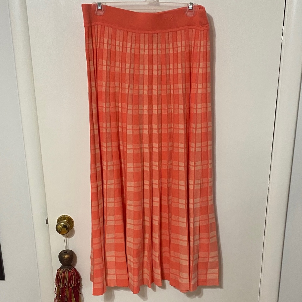 Kate Spade Coral Checkered Maxi Skirt